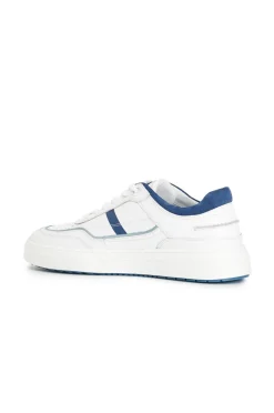 sneakers uomo in pelle bianco/celeste
