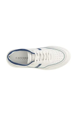 sneakers uomo in pelle bianco/celeste