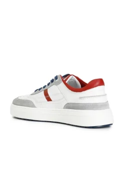 sneakers uomo in pelle e pelle scamosciata multi rosso