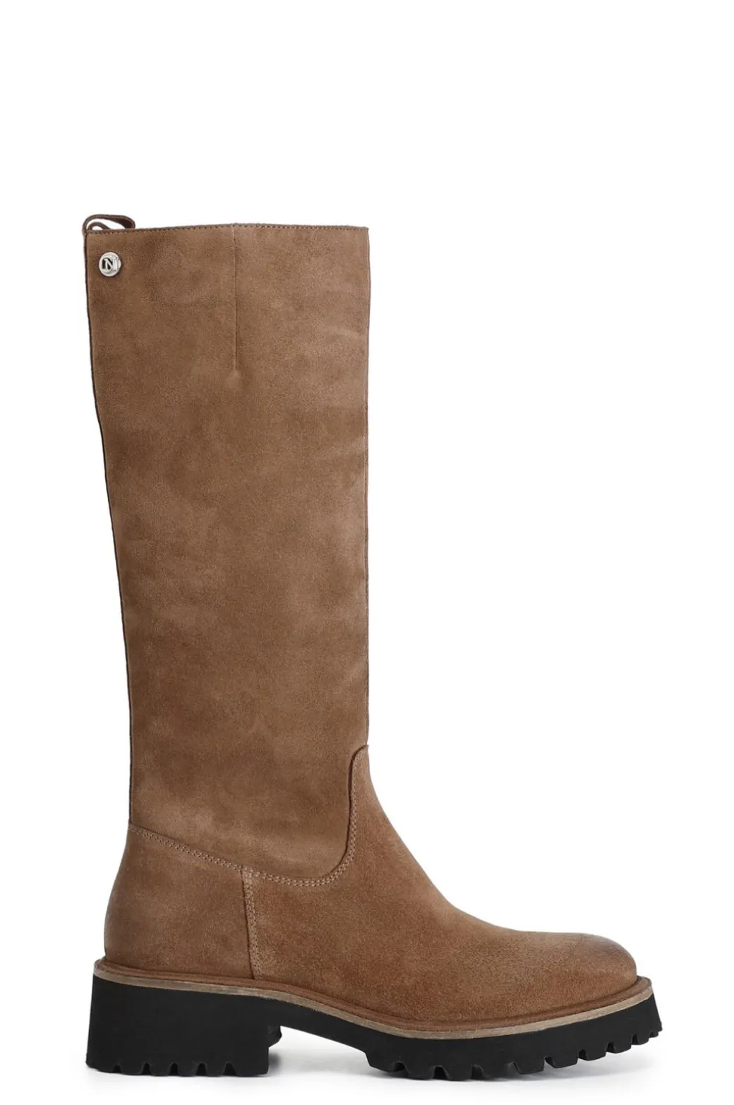 stivale donna in pelle scamosciata biscotto