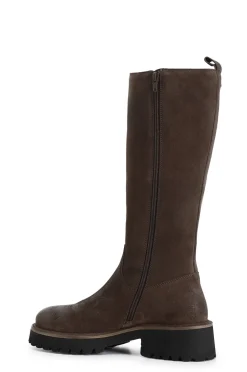 stivale donna in pelle scamosciata t.moro