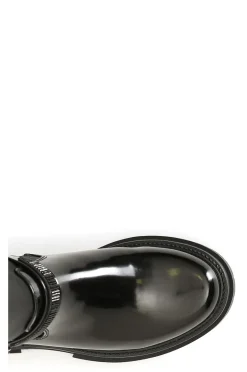 stivale elasticizzato in similpelle con fibbia nero