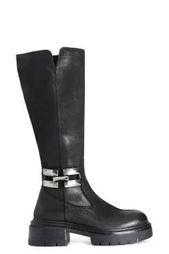 stivale in nabuk con morsetto nero