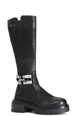 stivale in nabuk con morsetto nero