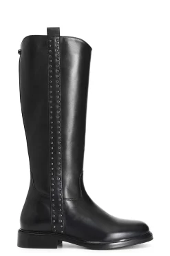 stivale in pelle con borchie laterali nero