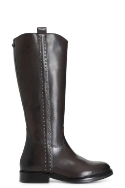 stivale in pelle con borchie laterali t.moro