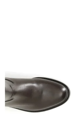 stivale in pelle con borchie laterali t.moro