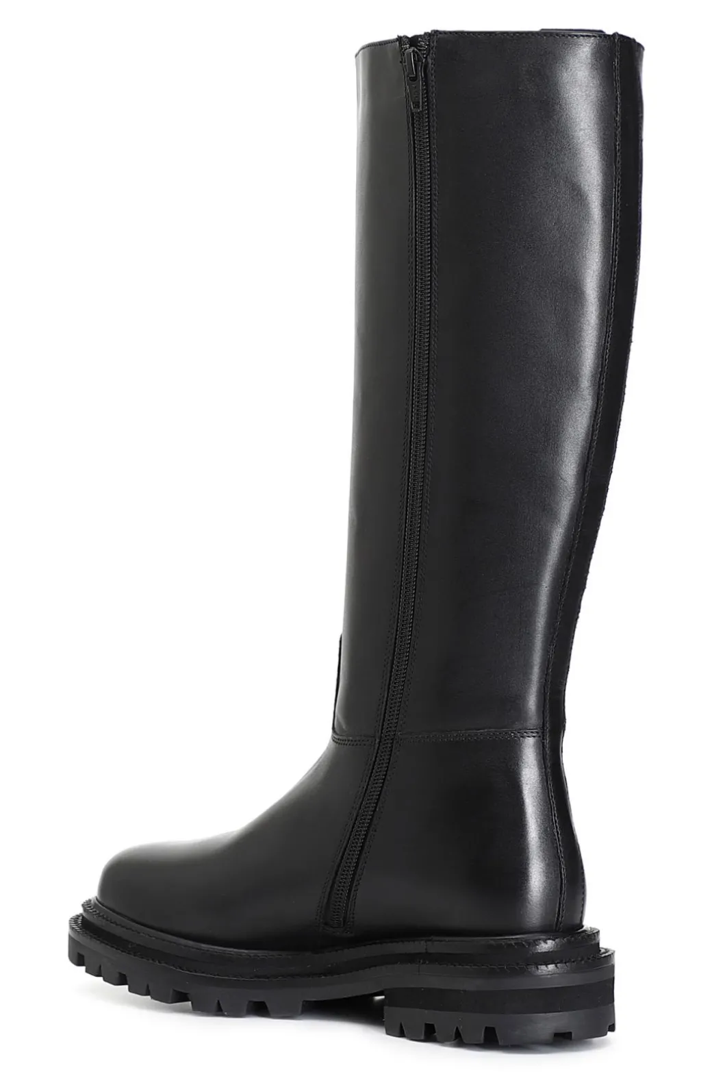 stivale in pelle con cerniera nero