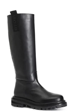 stivale in pelle con cerniera nero