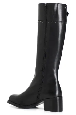 stivale in pelle con fibbia e borchie nero