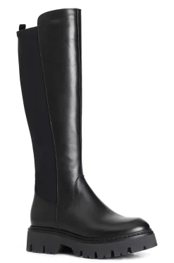 stivale in pelle e lycra nero