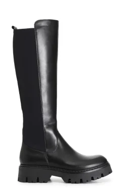 stivale in pelle e lycra nero