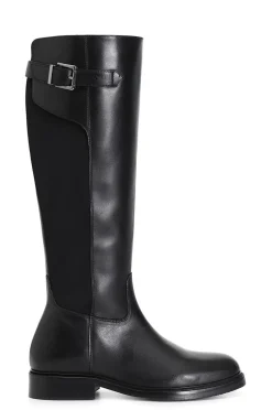 stivale in pelle e lycra nero