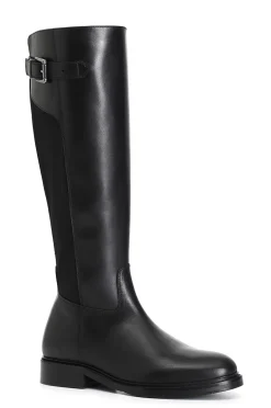 stivale in pelle e lycra nero