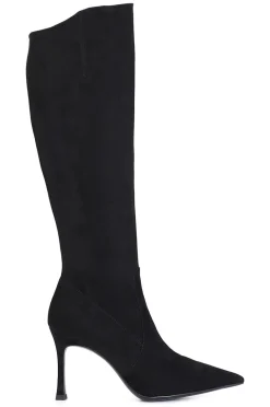 stivale in pelle e microfibra nero