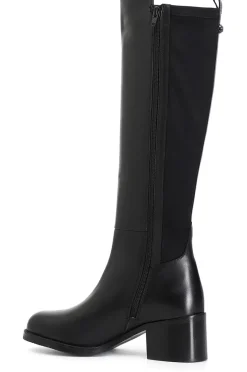 stivale in pelle e stretch con borchie nero