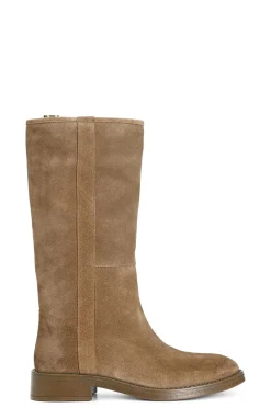 stivale in pelle scamosciata cuoio