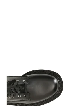 stivaletto 3/4 in pelle allacciato nero