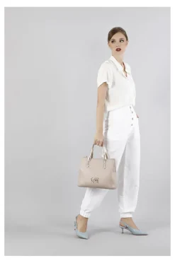 tote con dettagli in materiale specchio cipria