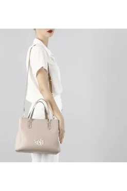 tote con dettagli in materiale specchio cipria