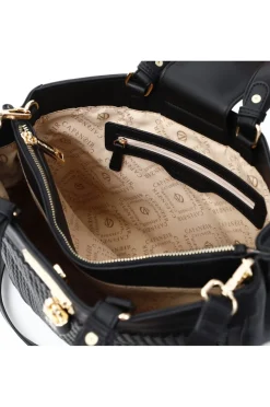 tote con infilatura e accessorio lucchetto nero