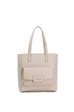 tote in materiale granoso ed effetto suede sul quadrante davanti, attacco manic taupe