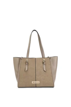 tote in materiale granoso ed effetto suede fango