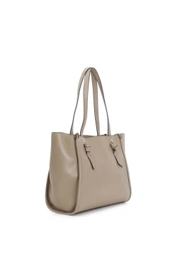 tote in materiale granoso ed effetto suede fango