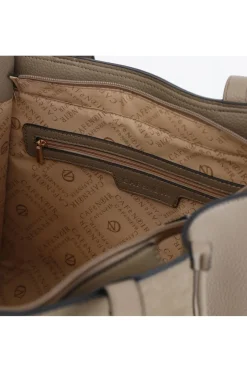 tote in materiale granoso ed effetto suede fango