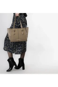 tote in materiale granoso ed effetto suede fango