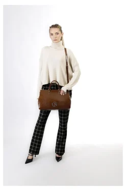 tote stampa coccodrillo marrone