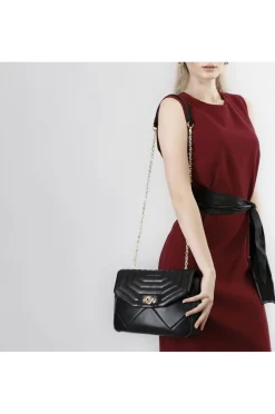 tracolla trapuntata con motivo a rombi e pattina trapuntata nero