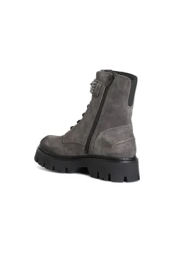 tronchetto da donna allacciato con accessorio in pelle scamosciata asfalto