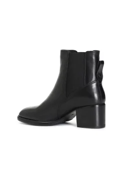 tronchetto da donna in pelle con elastici nero