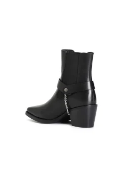 tronchetto da donna in pelle con elastico e cavigliera removibile nero