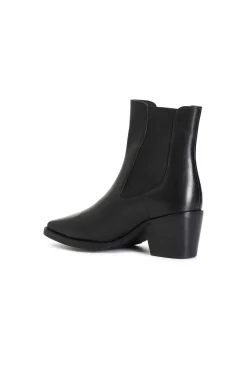 tronchetto da donna in pelle con elastico nero