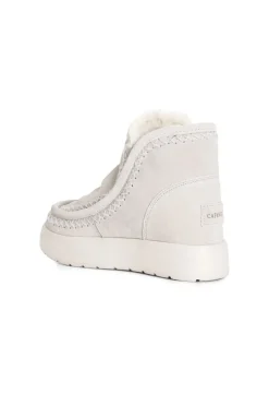 tronchetto da donna in pelle scamosciata ghiaccio