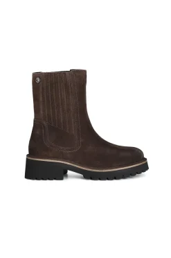 tronchetto da donna in pelle scamosciata con elastici t.moro