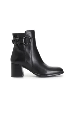 tronchetto donna in pelle con fibbia nero