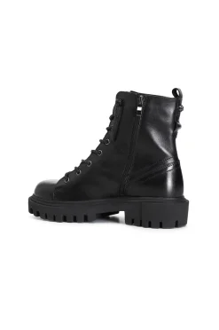 tronchetto donna in pelle con lacci strass nero/nero