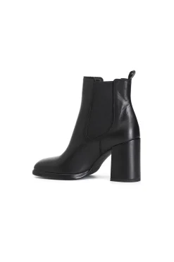 tronchetto donna in pelle con elastico nero