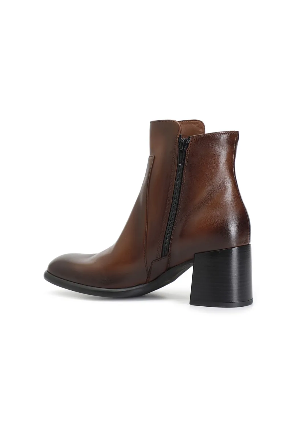 tronchetto donna in pelle con cerniera cuoio