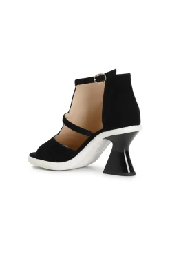 tronchetto in camoscio asimmetrico aperto spuntato nero