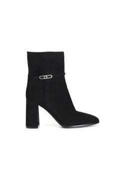 tronchetto in camoscio con cinturino nero