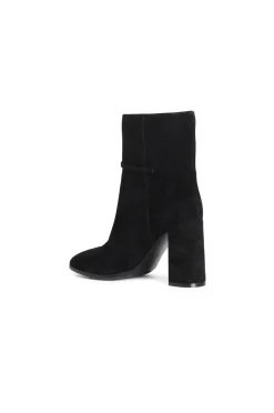 tronchetto in camoscio con cinturino nero