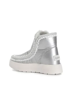 tronchetto in nylon con suola rialzata argento