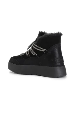 tronchetto in pelle scamosciata con laccio strass nero