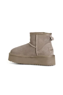 tronchetto in pelle scamosciata con suola alta taupe