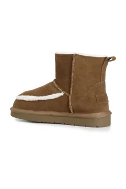 tronchetto in pelle scamosciata con inserto a contrasto camel