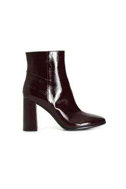 tronchetto in pelle verniciata bordeaux